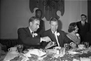 Primary view of object titled '[Dignitaries at the Fort Worth Chamber of Commerce breakfast for President Kennedy]'.
