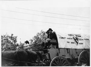 Primary view of object titled 'Texas Sesquicentennial Wagon Train in Fort Worth'.
