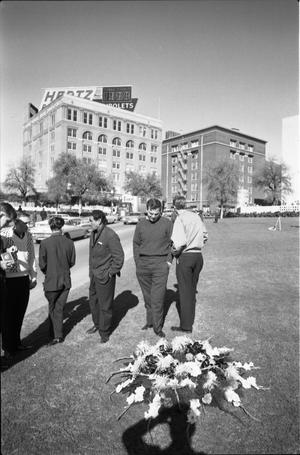 Primary view of object titled '[People and flowers in Dealey Plaza the day after the assassination]'.