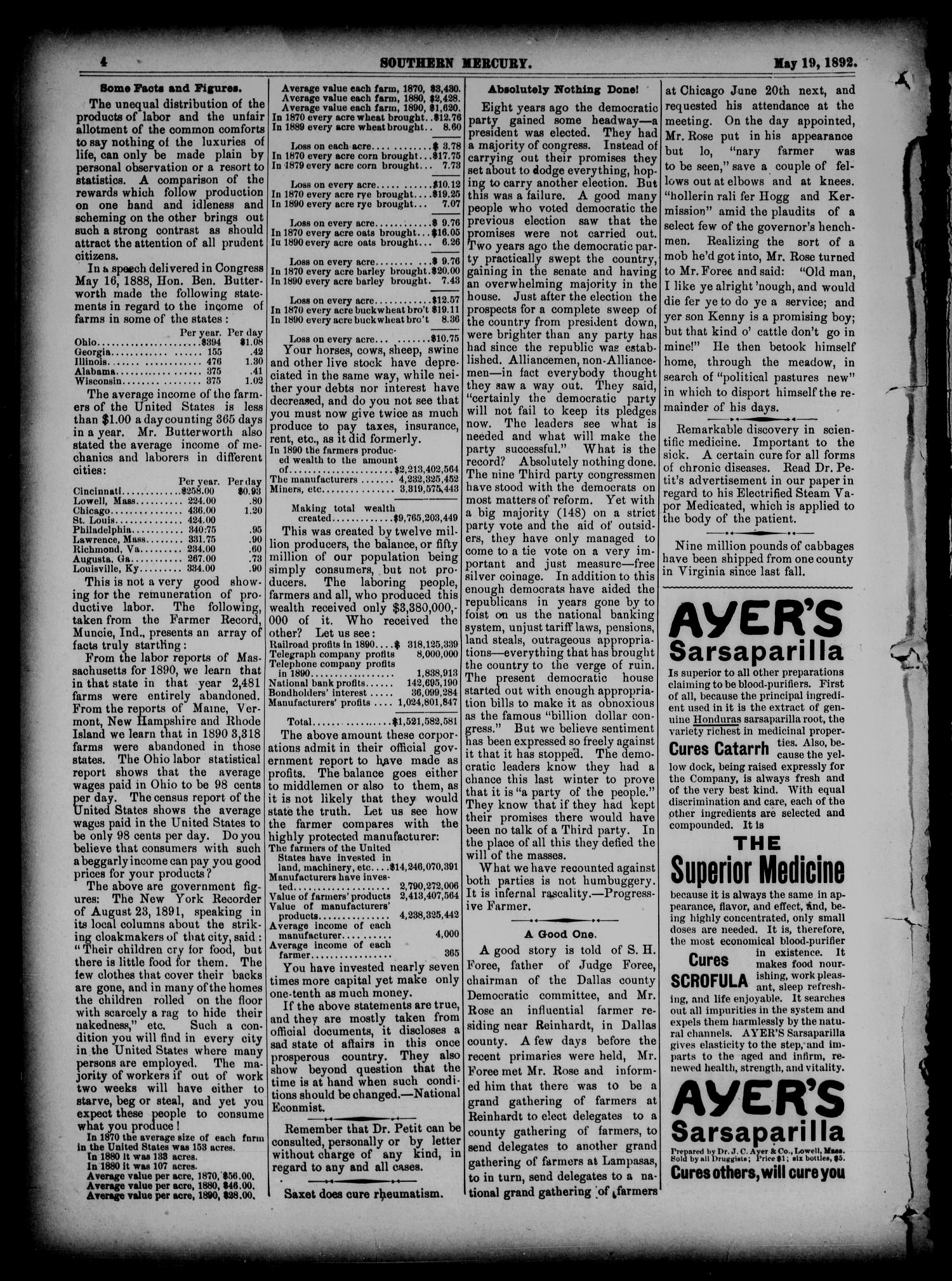 The Southern Mercury. (Dallas, Tex.), Vol. 11, No. 20, Ed. 1 Thursday, May 19, 1892
                                                
                                                    [Sequence #]: 4 of 16
                                                