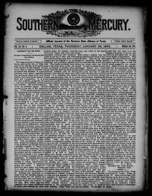 Primary view of object titled 'The Southern Mercury. (Dallas, Tex.), Vol. 12, No. 4, Ed. 1 Thursday, January 26, 1893'.