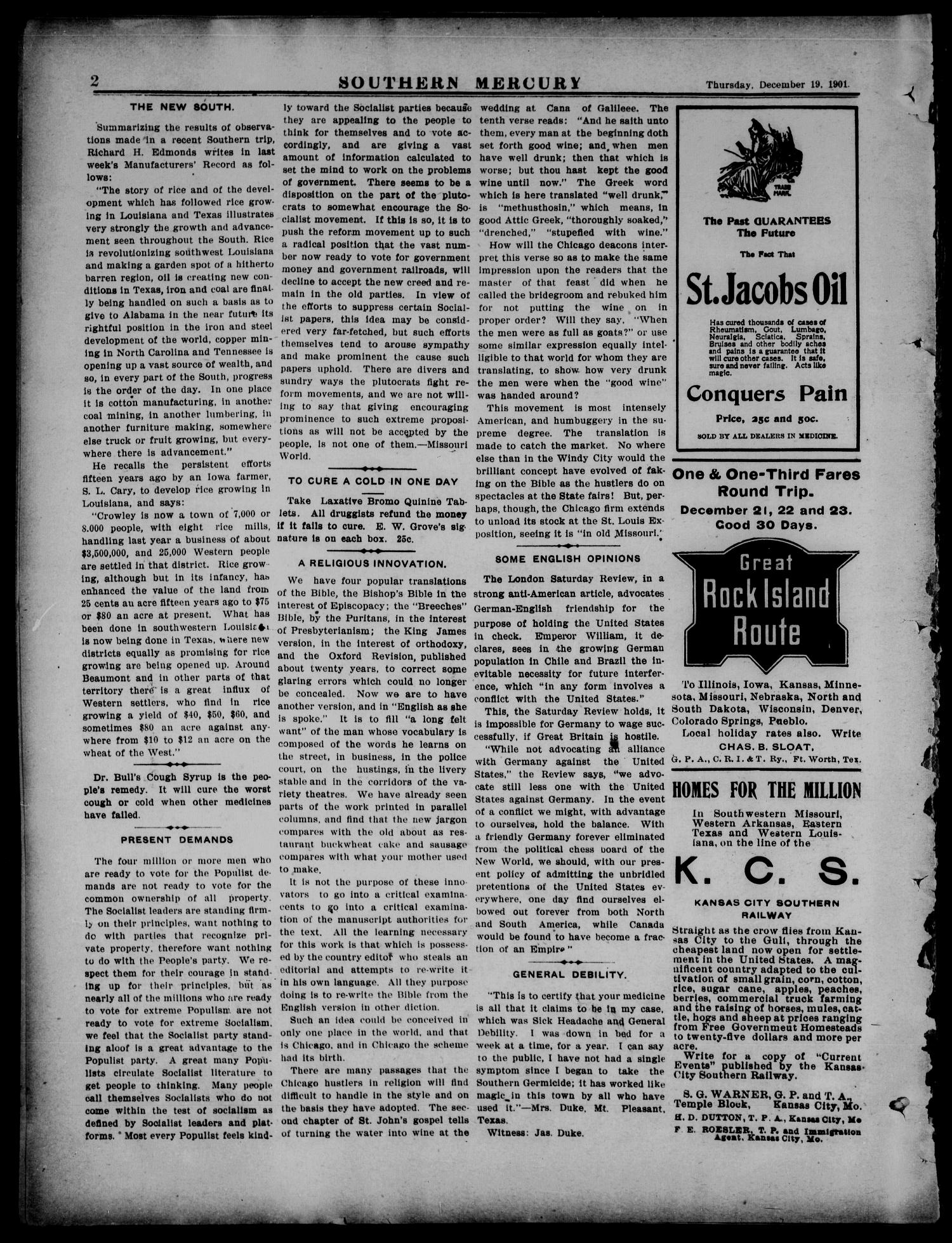 Southern Mercury. (Dallas, Tex.), Vol. 21, No. 51, Ed. 1 Thursday, December 19, 1901
                                                
                                                    [Sequence #]: 2 of 16
                                                