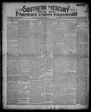 Primary view of object titled 'Southern Mercury United with the Farmers Union Password. (Dallas, Tex.), Vol. 26, No. 52, Ed. 1 Thursday, December 13, 1906'.