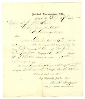 Primary view of object titled '[Letter from Capt. H. H. Boggess to Major McPhail, February 17, 1865]'.