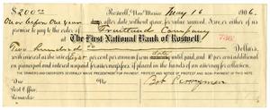 Primary view of object titled '[Promissory Note for Bob Perryman, May 16, 1906]'.