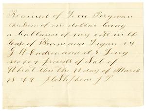 Primary view of object titled '[Receipt of Levi Perryman, March 12, 1879]'.