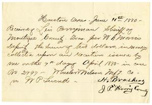 Primary view of object titled '[Receipt of Levi Perryman, June 11, 1880]'.