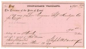 Primary view of object titled '[Triplicate Warrant, November 19, 1879]'.