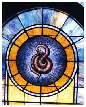Primary view of [Stained Glass Window Pane of a Serpent]