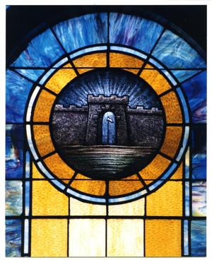 Primary view of [Stained Glass Window Pane of City Gates]
