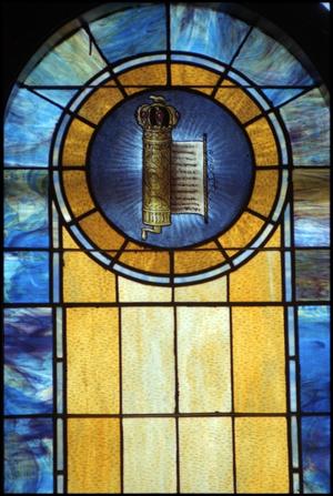Primary view of [Stained Glass Window Pane of the Scroll of Esther]