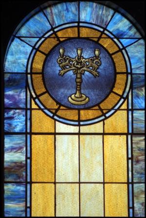 Primary view of [Stained Glass Window Pane of a Candelabra]