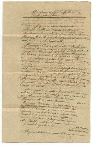 Primary view of object titled '[Document putting forth the agreement made between Henri Castro of Paris and Louis Huth, Sr. of Neufreystaedt, October 7, 1843]'.