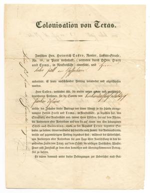 Primary view of object titled '[Contract between Henri Castro and Anthony Gsell, March 22, 1844]'.