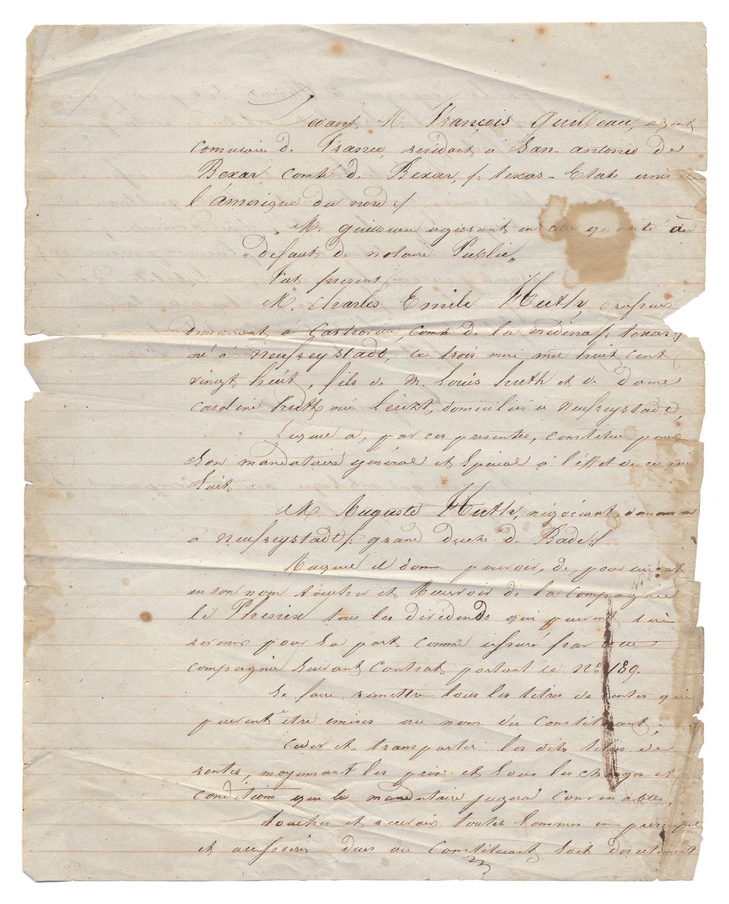 [Document granting Auguste Huth power of attorney for Charles Emile Huth]
                                                
                                                    [Sequence #]: 1 of 2
                                                