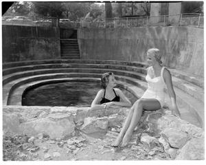 Primary view of object titled '[Women wearing swimsuits inside pool, Eliza Spring]'.