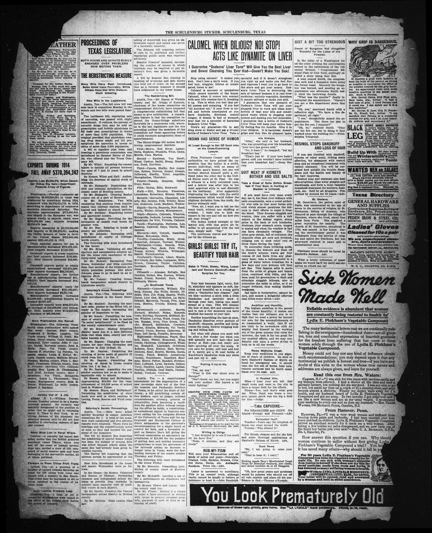 The Schulenburg Sticker (Schulenburg, Tex.), Ed. 1 Friday, February 5, 1915
                                                
                                                    [Sequence #]: 2 of 3
                                                