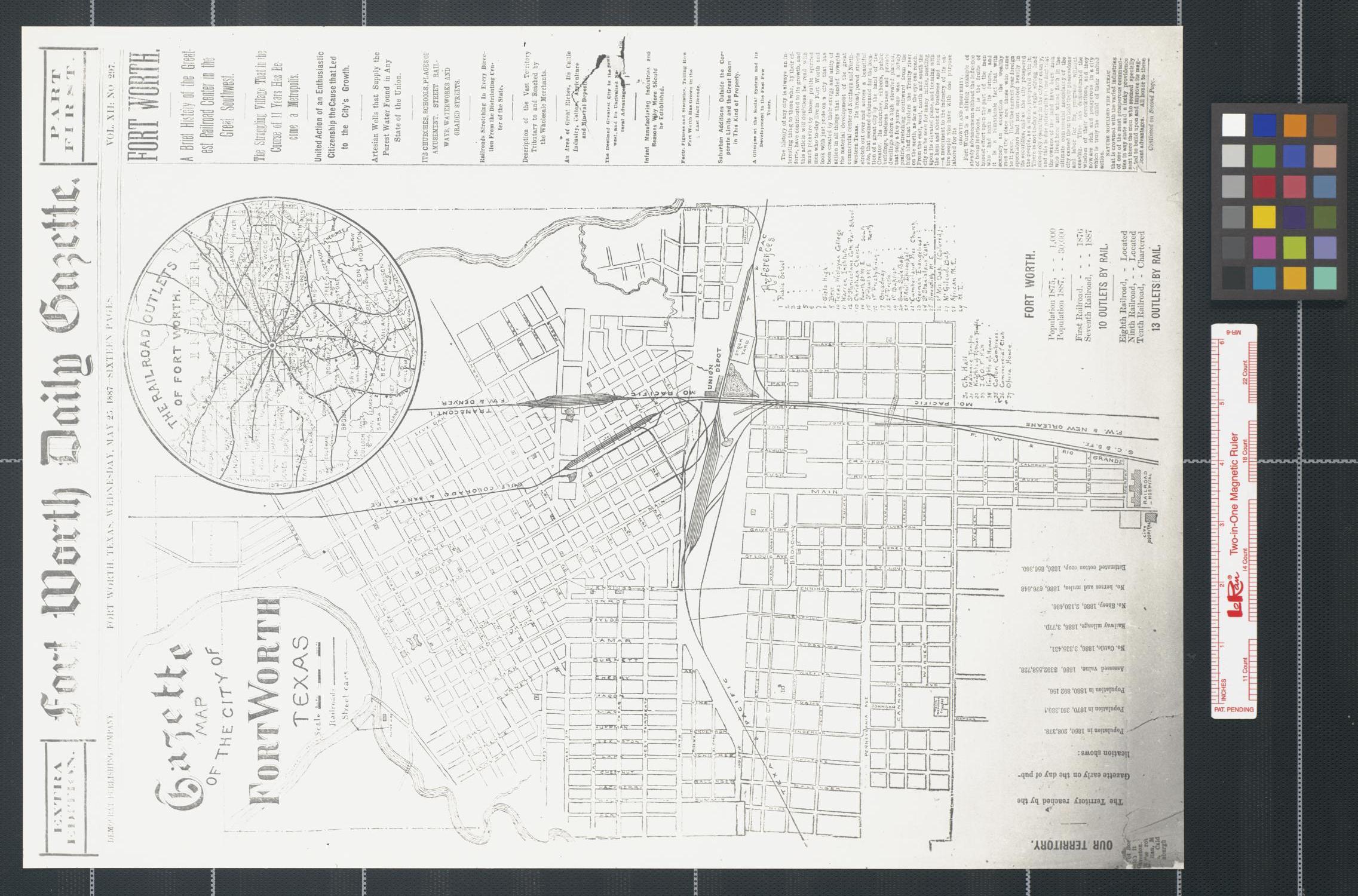 Gazette map of the city of Fort Worth, Texas.
                                                
                                                    [Sequence #]: 1 of 2
                                                