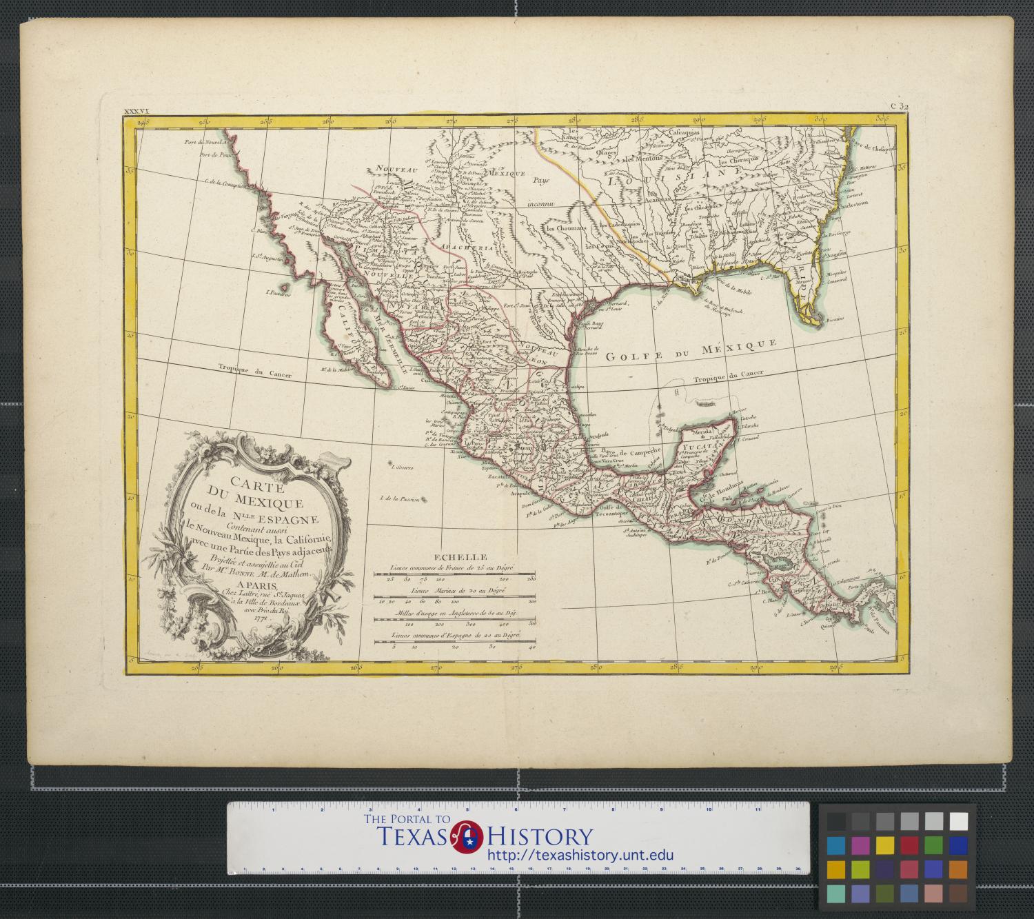 Carte du Mexique ou de la [Nouvelle] Espagne contenant aussi le Nouveau Mexique, la Californie, avec une partie des pays adjacents.
                                                
                                                    [Sequence #]: 1 of 2
                                                