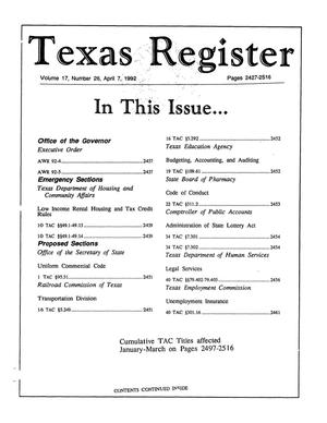 Primary view of object titled 'Texas Register, Volume 17, Number 26, Pages 2427-2516, April 7, 1992'.