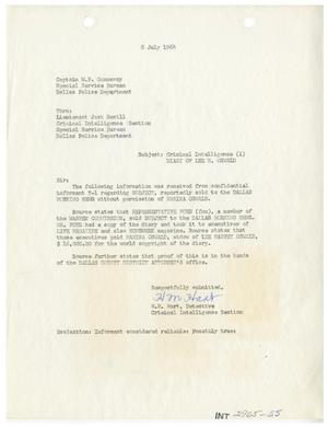 Primary view of object titled '[Report to W. P. Gannaway by H. M. Hart, July 8, 1964 #1]'.