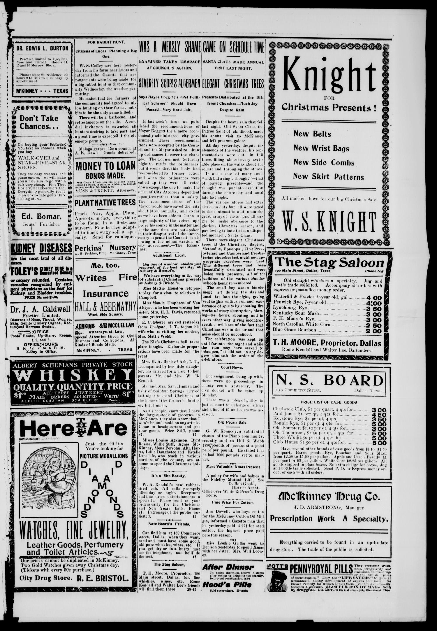 The McKinney Daily Gazette. (McKinney, Tex.), Vol. 5, No. 239, Ed. 1 Friday, December 25, 1903
                                                
                                                    [Sequence #]: 17 of 20
                                                