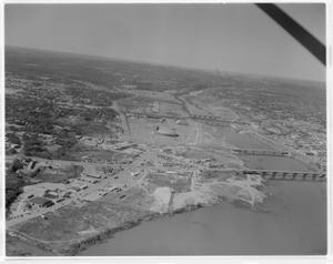 Primary view of object titled 'Aerials of area around Congress Avenue Bridge'.