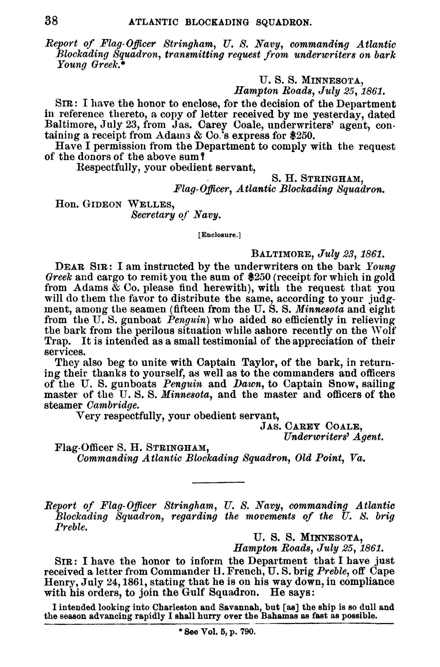 Official Records of the Union and Confederate Navies in the War of the Rebellion. Series 1, Volume 6.
                                                
                                                    38
                                                