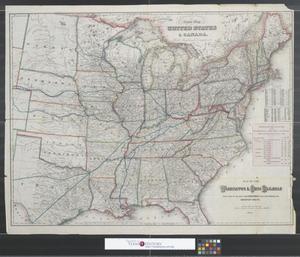Primary view of object titled 'Map of the Washington & Ohio Railroad : with table of distance from Cincinnati east and showing the shortest route.'.