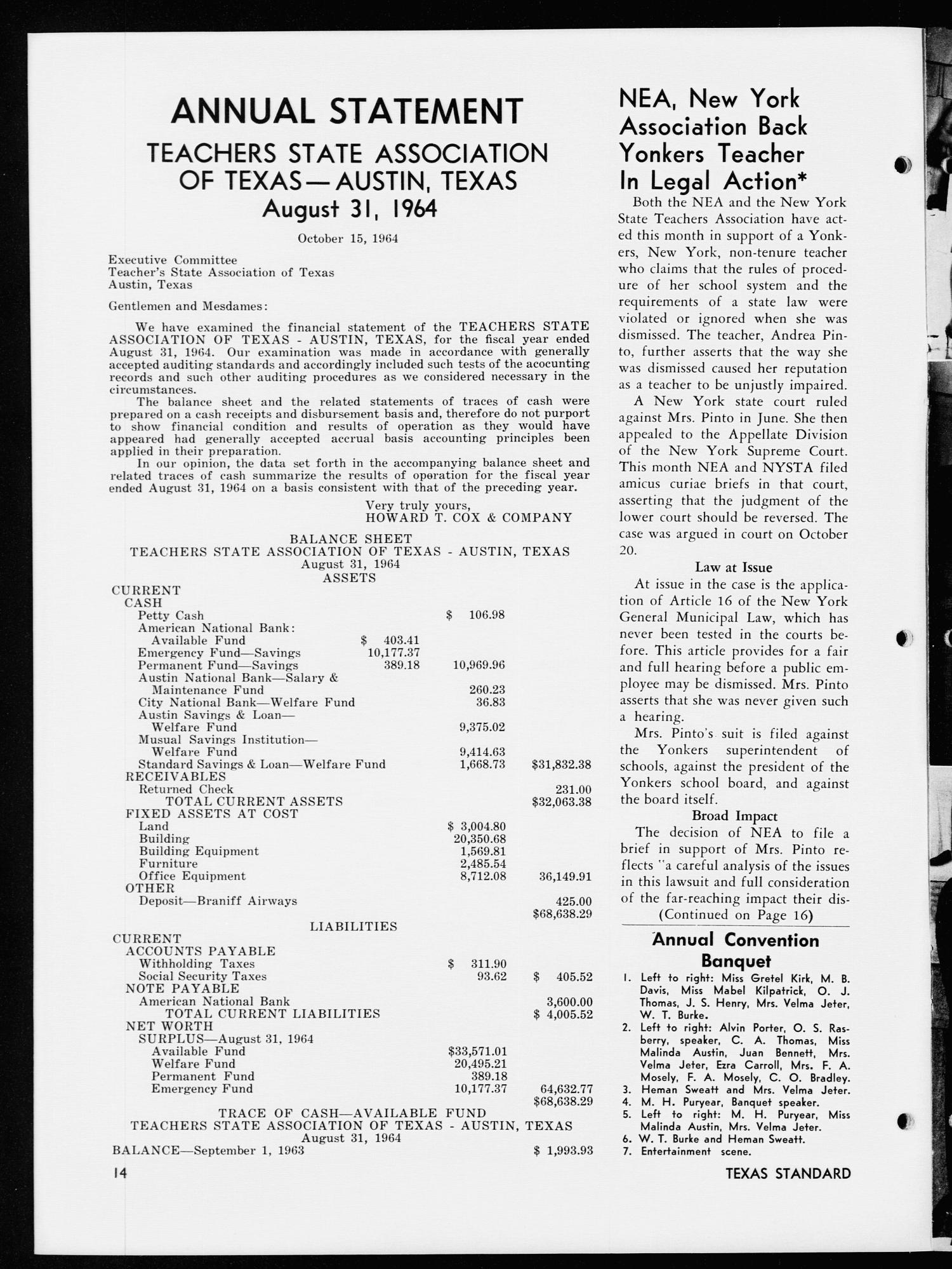 The Texas Standard, Volume [38], Number [5], November-December 1964
                                                
                                                    14
                                                