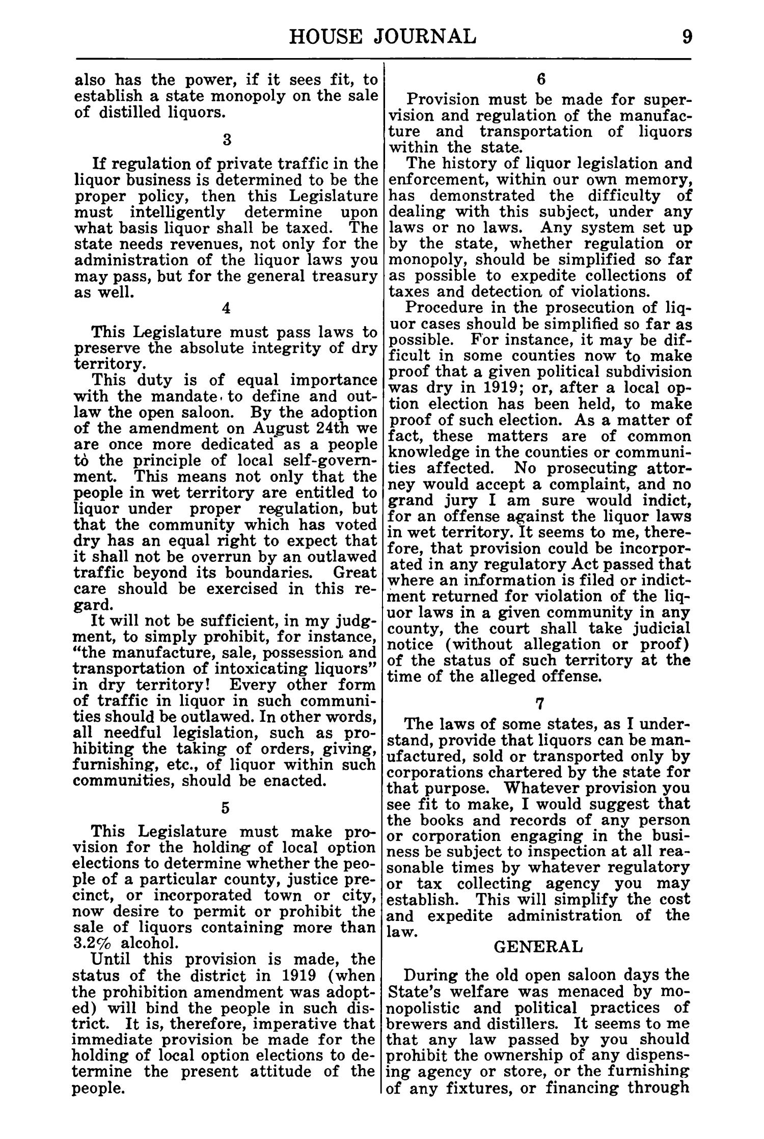 Journal of the House of Representatives of the First and Second Sessions of the Forty-Fourth Legislature of the State of Texas
                                                
                                                    9
                                                