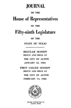Primary view of object titled 'Journal of the House of Representatives Regular Session, Volume 2, and First Called Session of the Fifty-Ninth Legislature'.