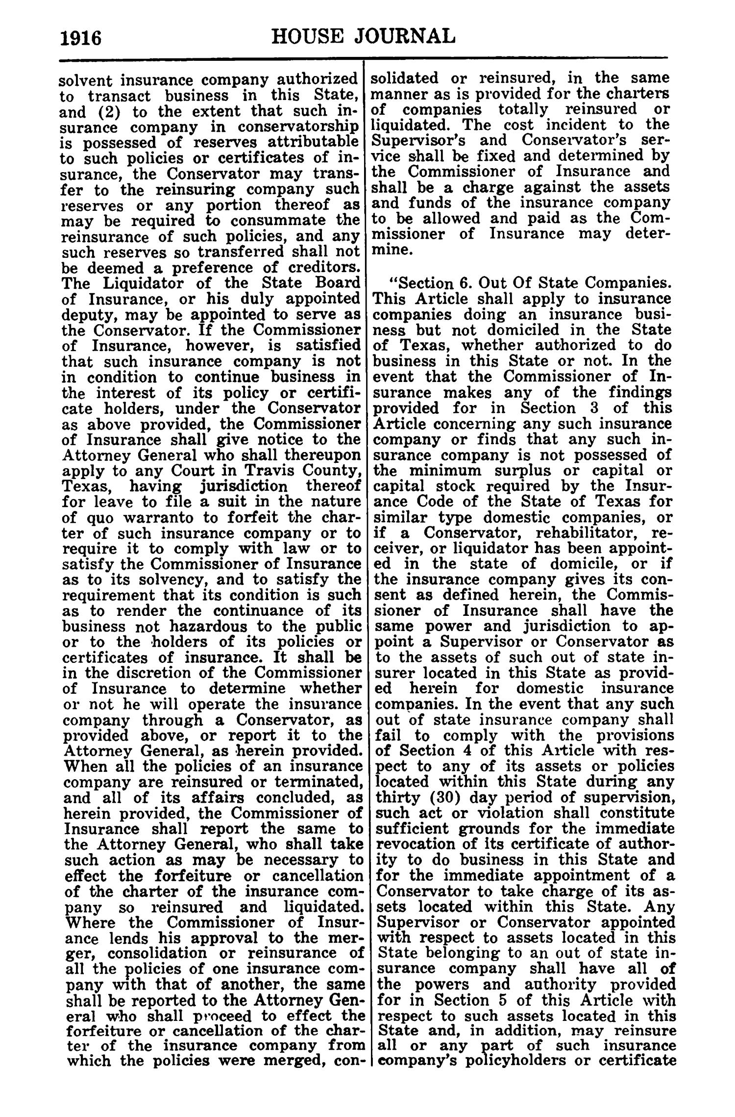 Journal of the House of Representatives of the Regular Session of the Sixtieth Legislature of the State of Texas, Volume 1
                                                
                                                    1916
                                                