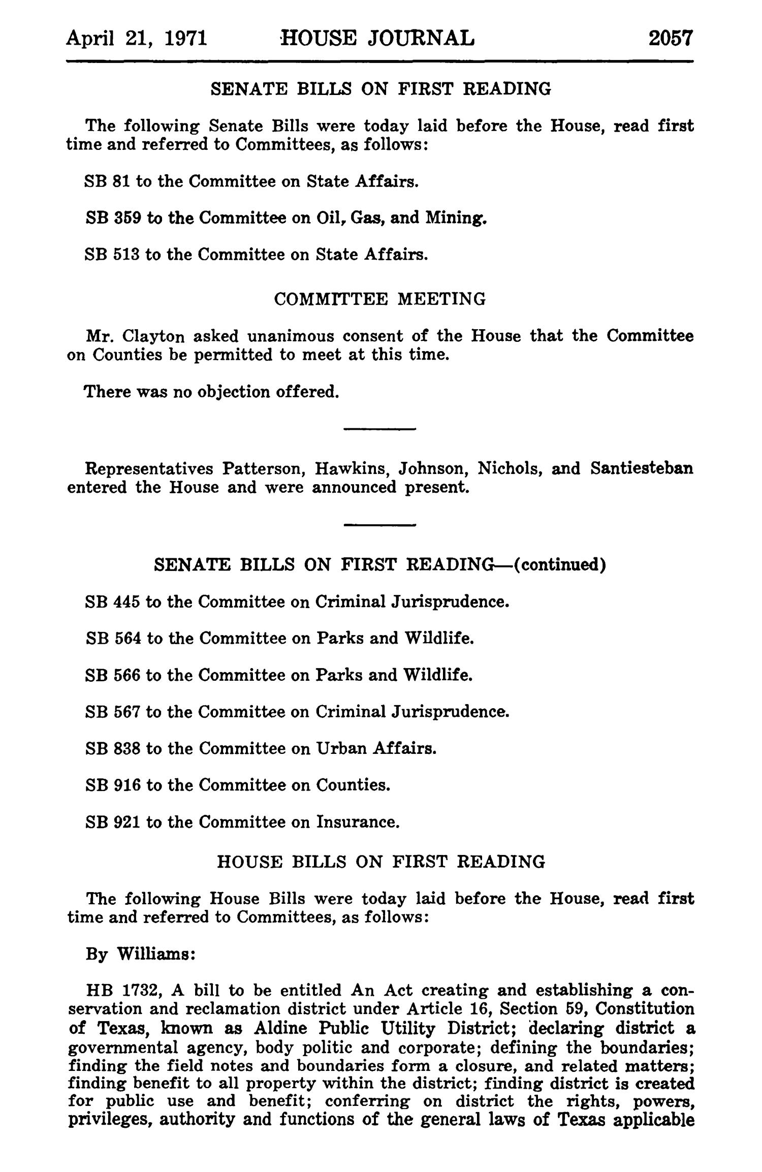 Journal of the House of Representatives of the Regular Session of the Sixty-Second Legislature of the State of Texas, Volume 2
                                                
                                                    2057
                                                