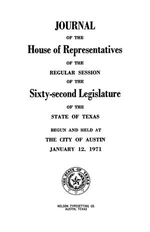 Primary view of object titled 'Journal of the House of Representatives of the Regular Session of the Sixty-Second Legislature of the State of Texas, Volume 3'.