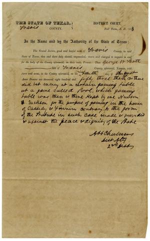 Primary view of object titled 'Documents pertaining to the case of The State of Texas vs. George W. Scott, cause no. 340, 1853'.