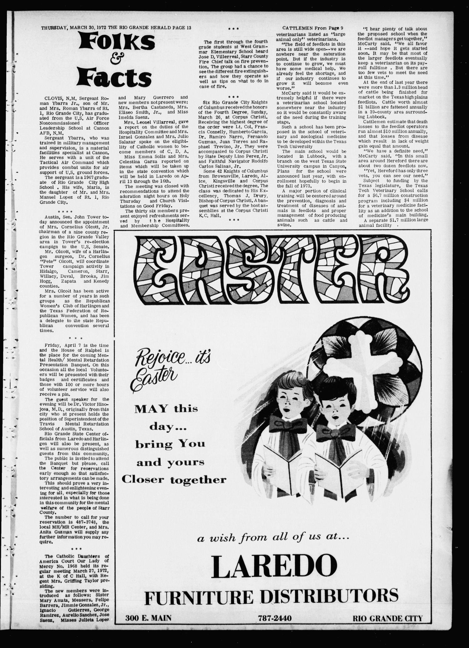 Rio Grande Herald (Rio Grande City, Tex.), Vol. 21, No. 13, Ed. 1 Thursday, March 30, 1972
                                                
                                                    [Sequence #]: 13 of 20
                                                