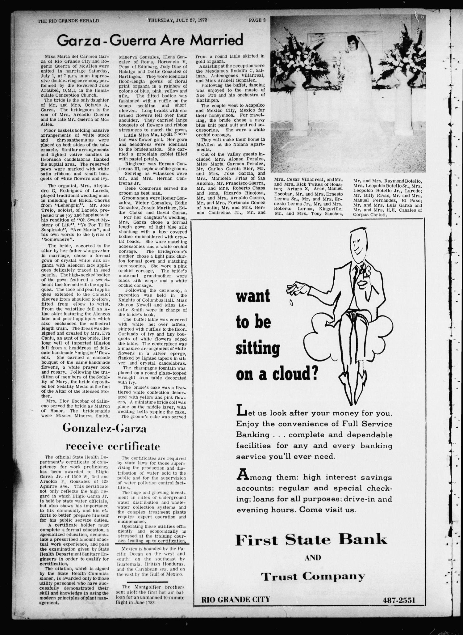 Rio Grande Herald (Rio Grande City, Tex.), Vol. 21, No. 30, Ed. 1 Thursday, July 27, 1972
                                                
                                                    [Sequence #]: 2 of 16
                                                