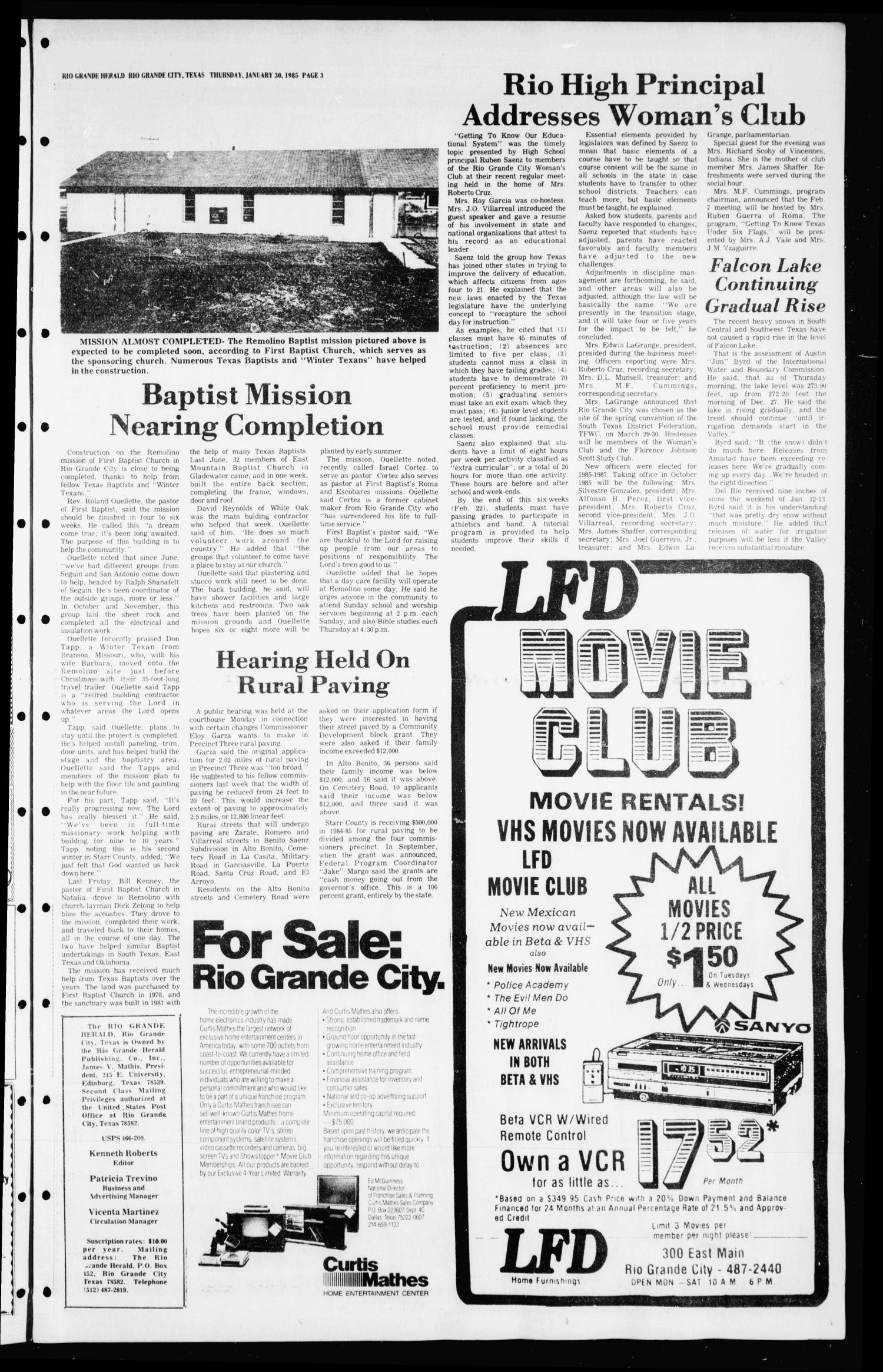 The Rio Grande Herald (Rio Grande City, Tex.), Vol. 39, No. 14, Ed. 1 Thursday, January 31, 1985
                                                
                                                    [Sequence #]: 3 of 12
                                                