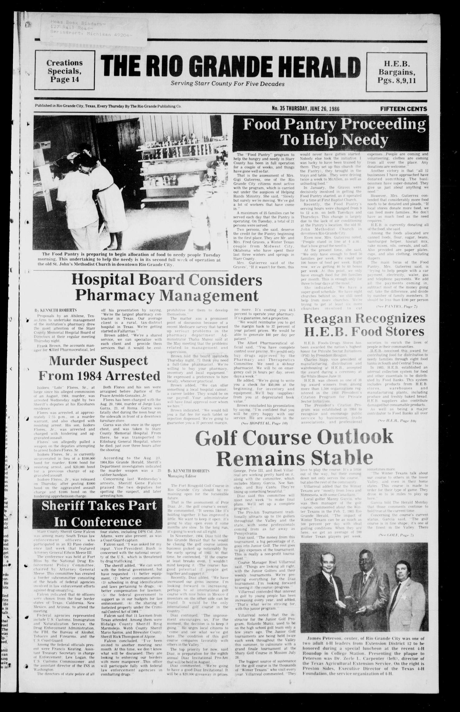 The Rio Grande Herald (Rio Grande City, Tex.), Vol. 40, No. 35, Ed. 1 Thursday, June 26, 1986
                                                
                                                    [Sequence #]: 1 of 14
                                                