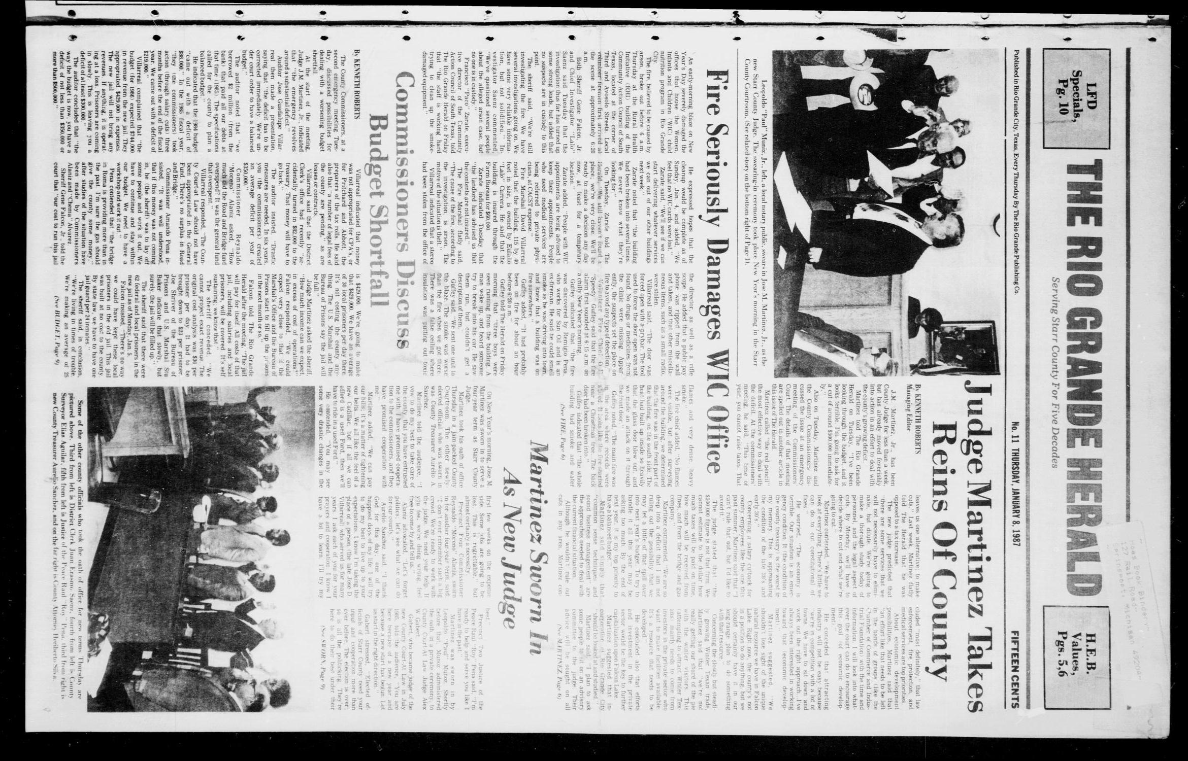 The Rio Grande Herald (Rio Grande City, Tex.), No. 11, Ed. 1 Thursday, January 8, 1987
                                                
                                                    [Sequence #]: 1 of 10
                                                