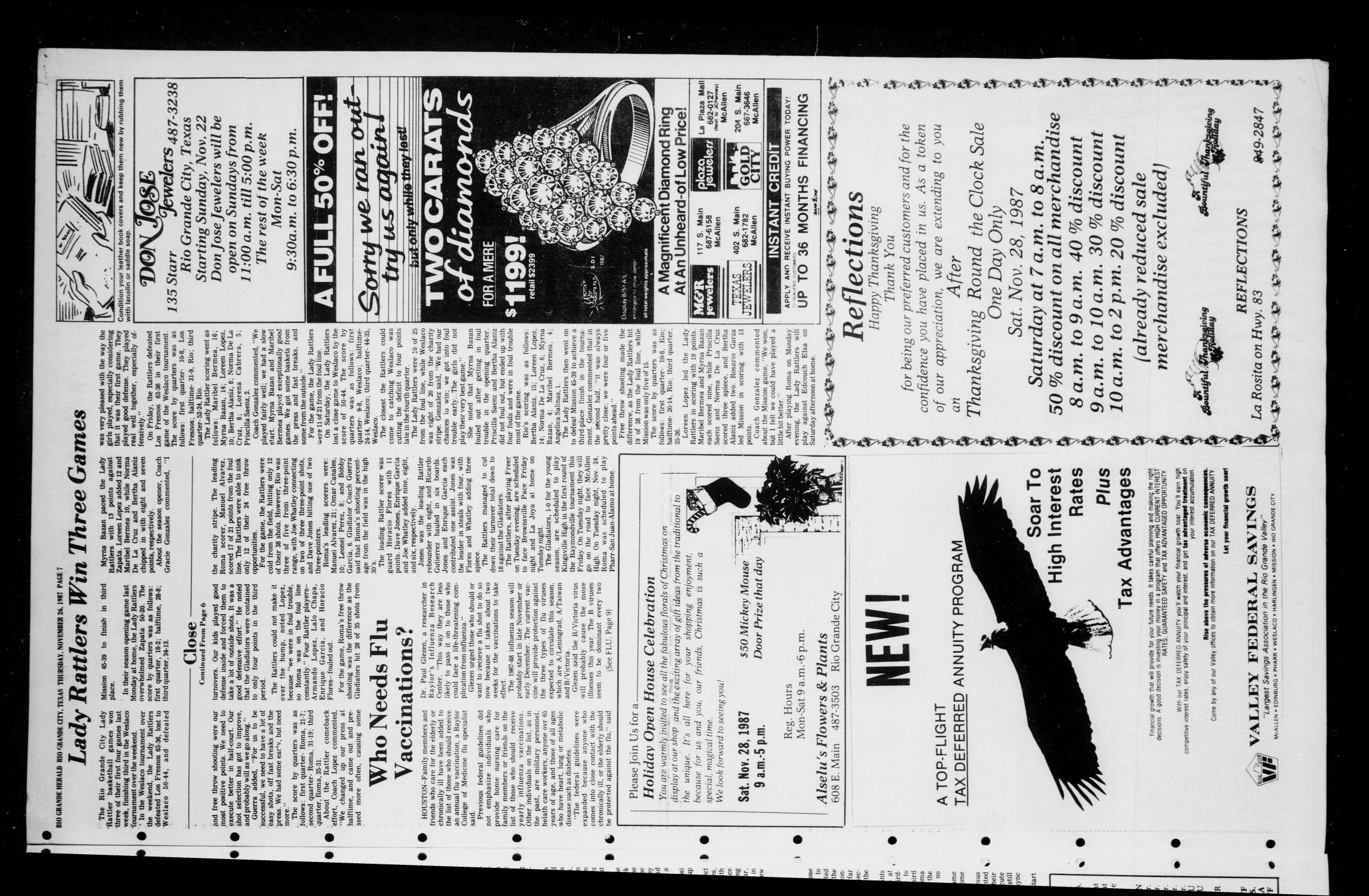 The Rio Grande Herald (Rio Grande City, Tex.), No. 3, Ed. 1 Thursday, November 26, 1987
                                                
                                                    [Sequence #]: 7 of 10
                                                
