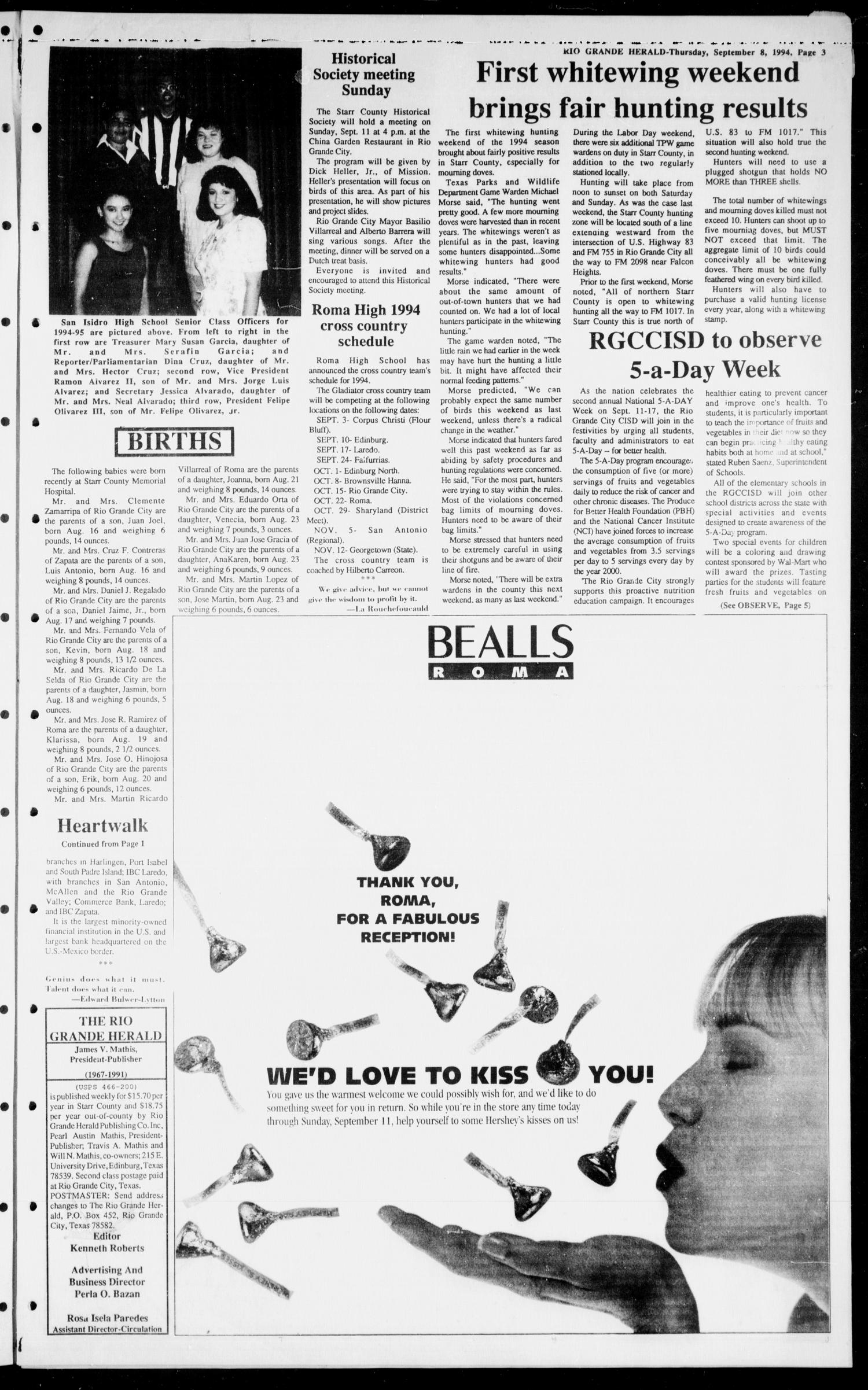 Rio Grande Herald (Rio Grande City, Tex.), Vol. 81, No. 42, Ed. 1 Thursday, September 8, 1994
                                                
                                                    [Sequence #]: 3 of 8
                                                