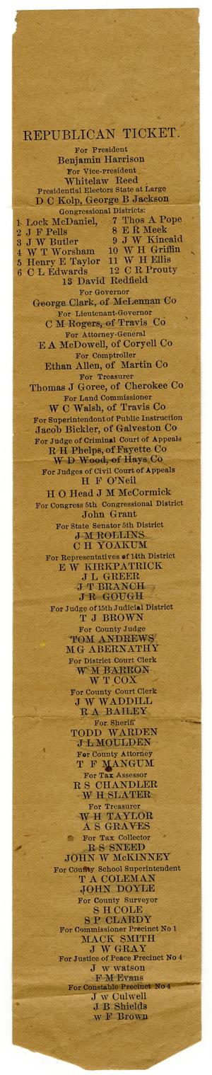 Primary view of object titled '[Republican Ticket]'.