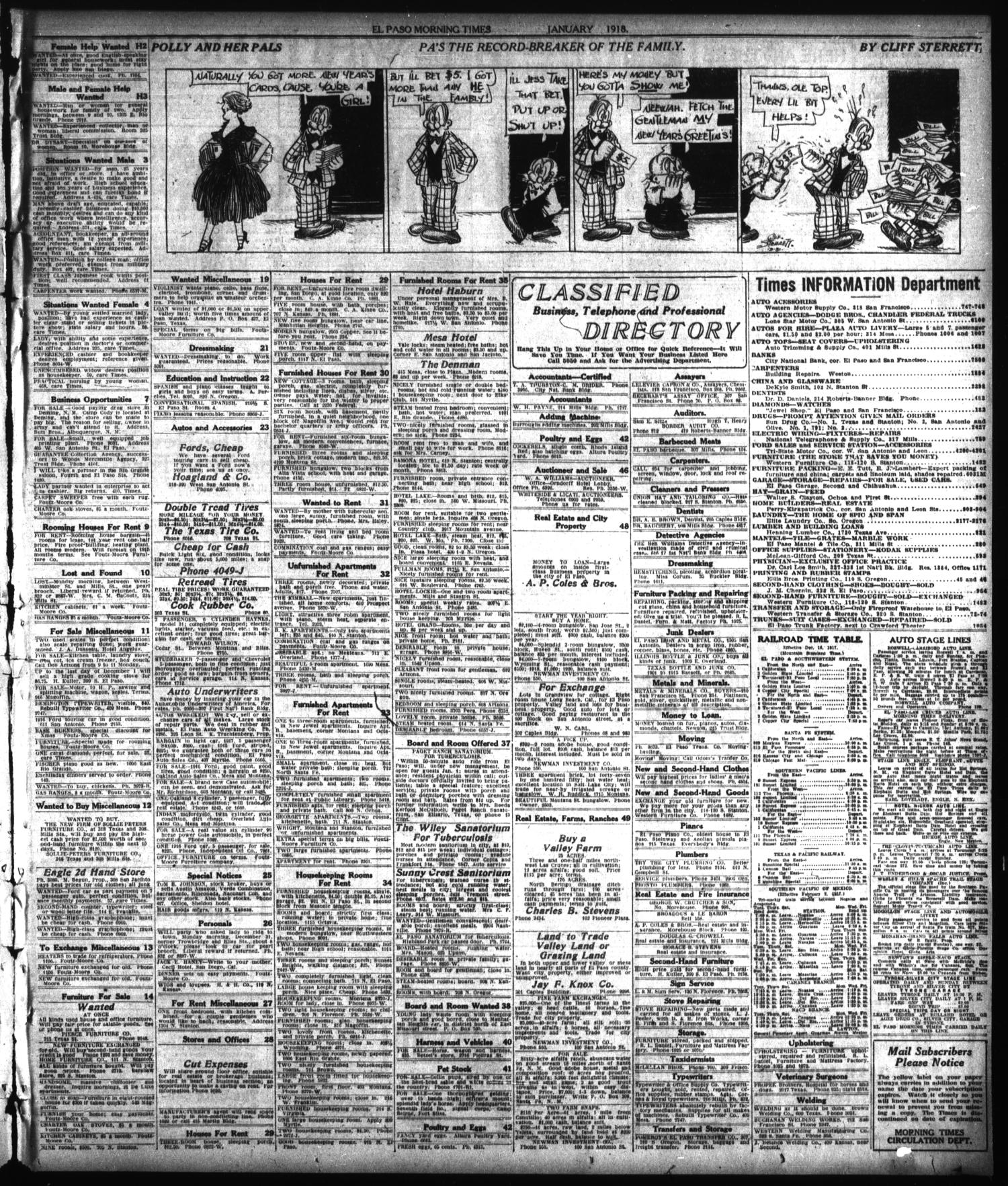 El Paso Morning Times (El Paso, Tex.), Vol. 38TH YEAR, Ed. 2, Wednesday, January 2, 1918
                                                
                                                    [Sequence #]: 11 of 12
                                                
