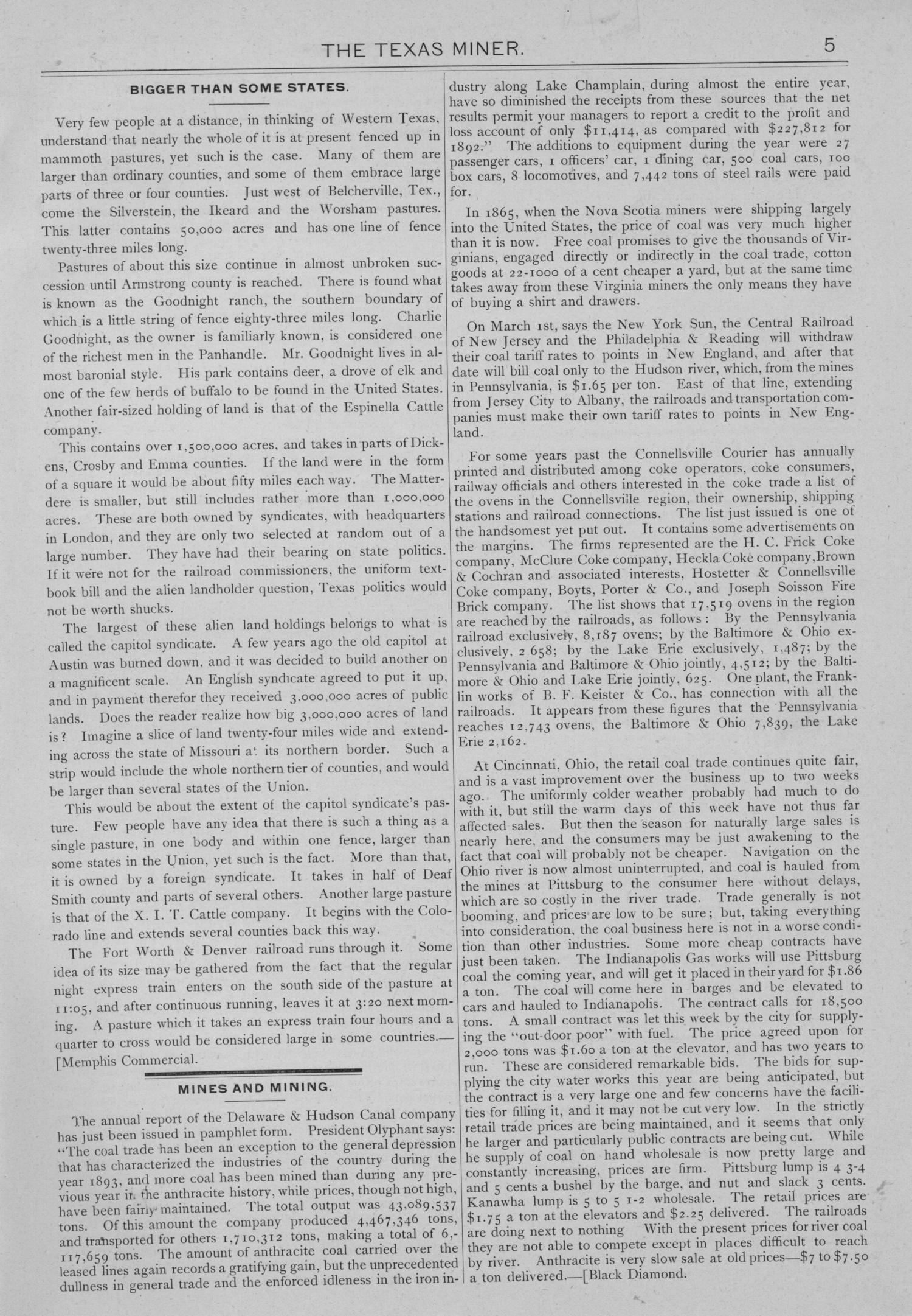 The Texas Miner, Volume 1, Number 10, March 24, 1894
                                                
                                                    5
                                                