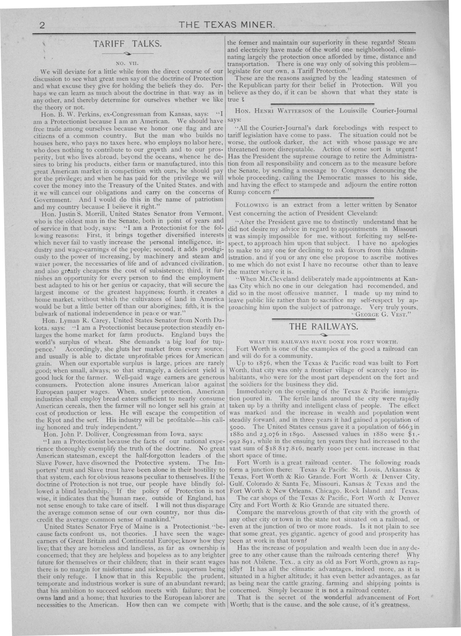 The Texas Miner, Volume 1, Number 21, June 9, 1894
                                                
                                                    2
                                                