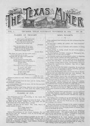 Primary view of object titled 'The Texas Miner, Volume 1, Number 45, November 24, 1894'.