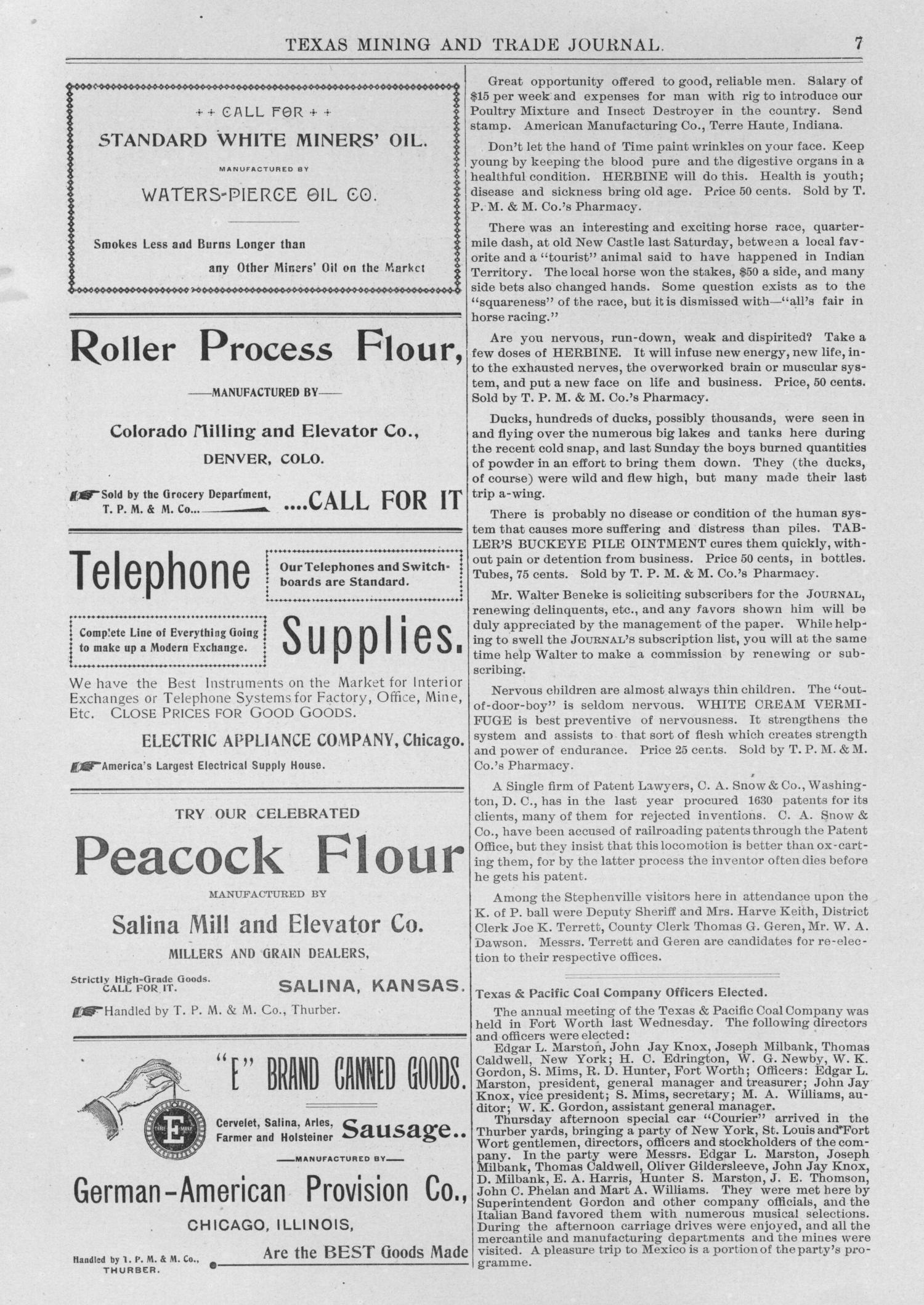 Texas Mining and Trade Journal, Volume 4, Number 32, Saturday, February 24, 1900
                                                
                                                    7
                                                