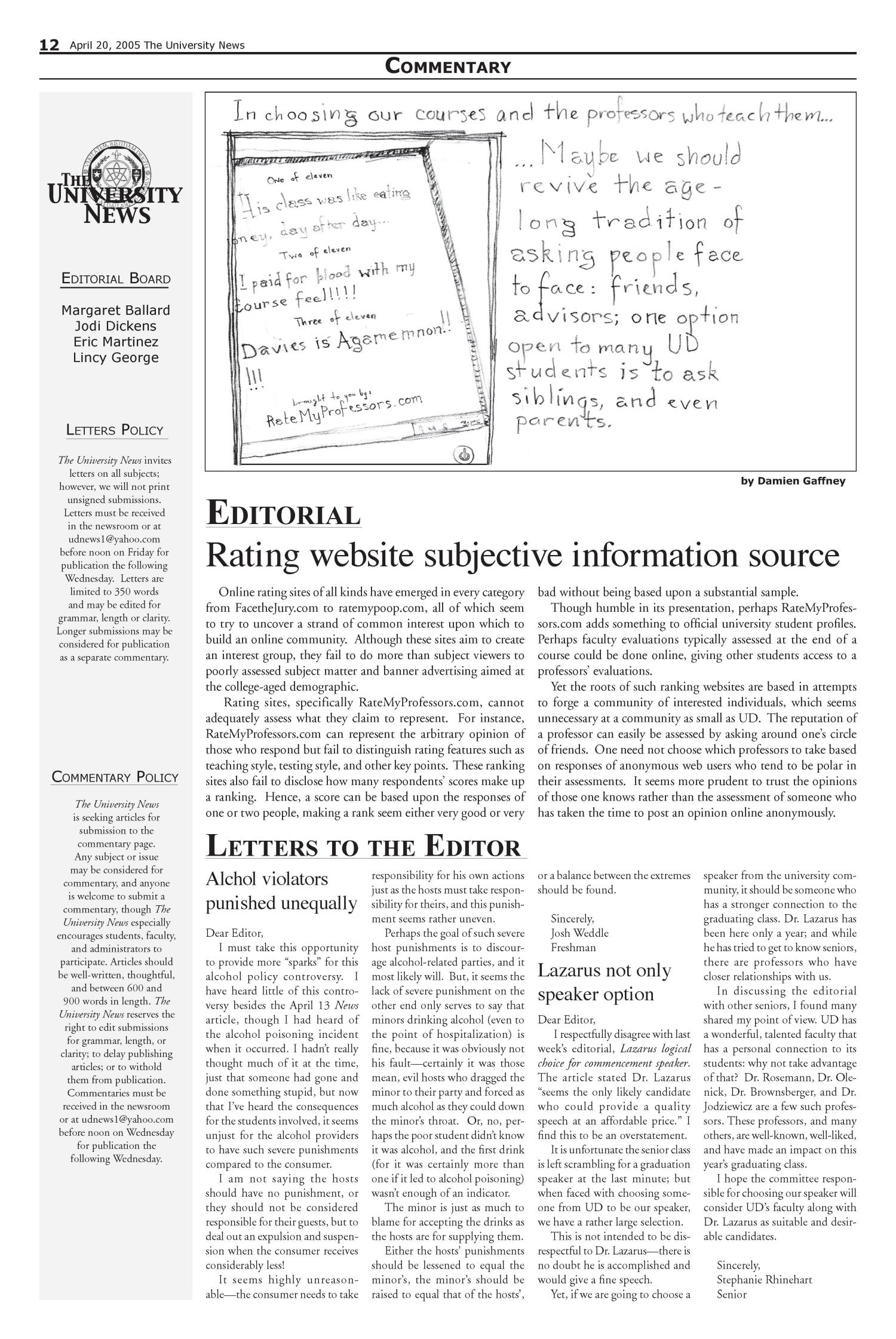 The University News (Irving, Tex.), Vol. 34, No. 22, Ed. 1 Wednesday, April 20, 2005
                                                
                                                    [Sequence #]: 12 of 16
                                                